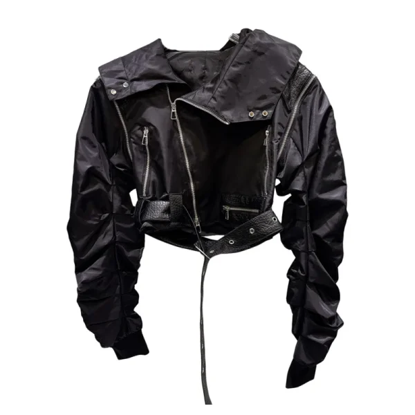 DEAT 2025 Autunno Nuovo Alla Moda Della Chiusura Lampo Manica Staccabile Con Cappuccio Con Cintura Giacca Corta Per Le Donne High Street Cappotto Femminile 11A05901 5