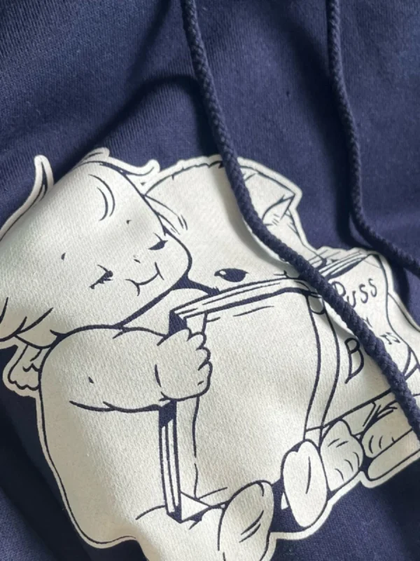 Felpa con cappuccio Angel Reading Book Tasche da donna Felpe a maniche lunghe in cotone con stampa cartoon 2023 Felpe con cappuccio stile preppy autunnale Y2k Top 4