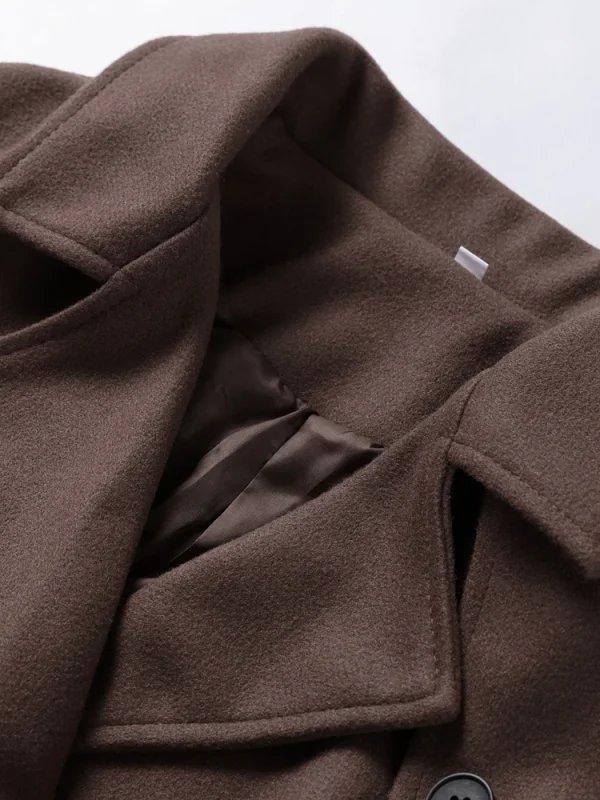 Trench corto solido per donna Giacche a maniche lunghe doppio petto con lacci 2025 Autunno Inverno Moda alta streetwear Lady 5
