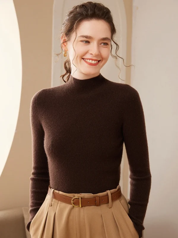 Autunno Inverno Donna Maglione senza cuciture Pullover in cashmere Basic Slim Manica lunga Collo a lupetto 100% Maglieria in cashmere Warm Grace Tops 1