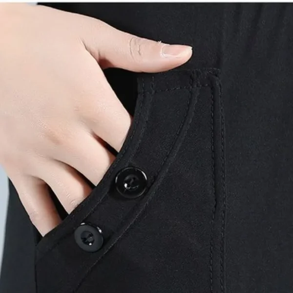 2023 autunno e inverno donna vita alta tasca bottone Patchwork pieghe allentate moda Casual elegante pendolare pantaloni gamba dritta 6