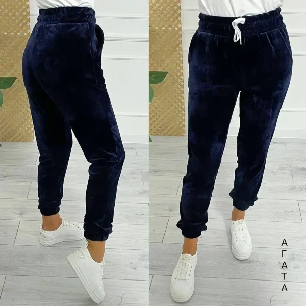 Pantaloni jogger in velluto con coulisse solido, pantaloni comodi e versatili per l'autunno e l'inverno, abbigliamento da donna 6