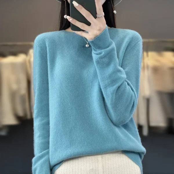 Nuovo maglione di cashmere maglione da donna in autunno e inverno 100% lana merino moda O-collo autunno caldo pullover top 4