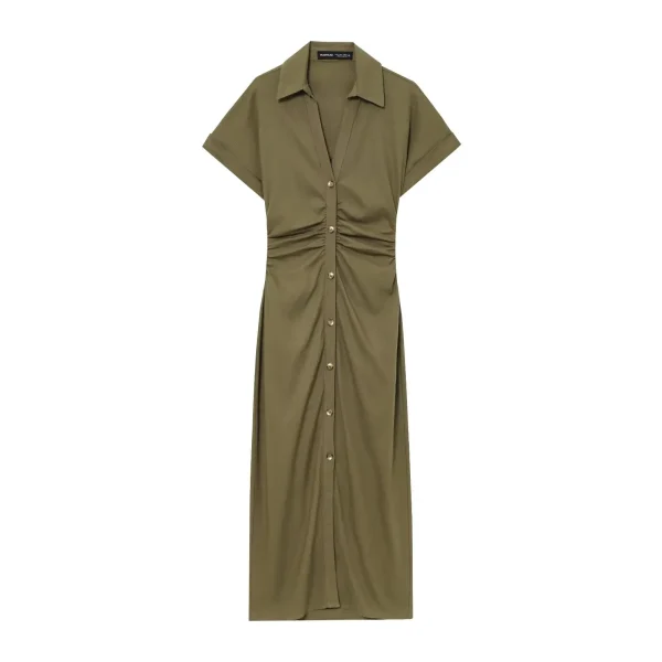 ETJ 2025 Primavera/Estate Nuovo abito MIDI da donna elegante stile vacanza rinfrescante e confortevole a maniche corte con scollo a V 6
