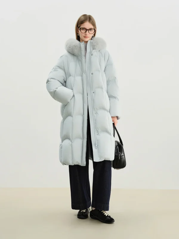 ZIQIAO Petite Piumini da donna Inverno 2025 Nuovo piumino con collo in pelliccia di volpe stile coreano addensato Dolce che riduce l'età 5