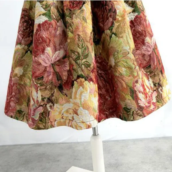 Floreale elegante Chic a vita alta abito da ballo a-line gonna allentata da donna gonne lunghe al ginocchio per abbigliamento donna moda 2024 6