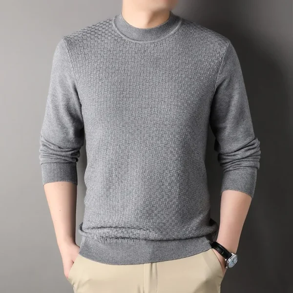 T-shirt a maniche lunghe primavera autunno tinta unita mezzo dolcevita maglione pullover per uomo maglione base abbigliamento da uomo 2