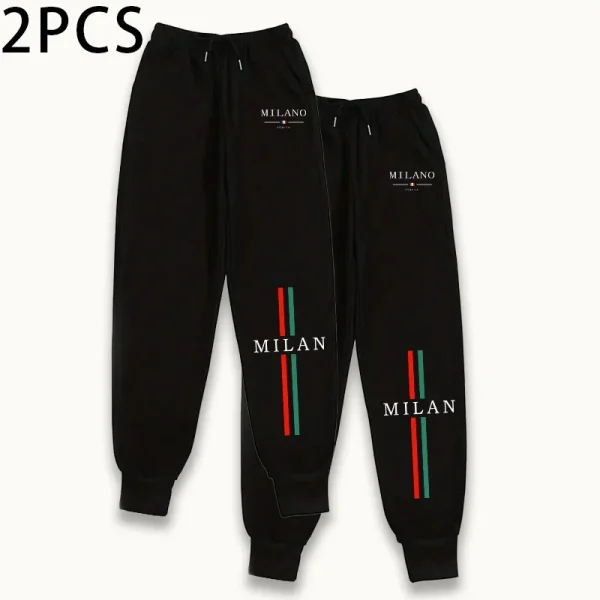 Pantaloni da jogging da donna 2 pezzi Italia Milano stampa pantaloni sportivi casual autunno inverno casa comfort all'aperto pantaloni moda confezione da 2 4