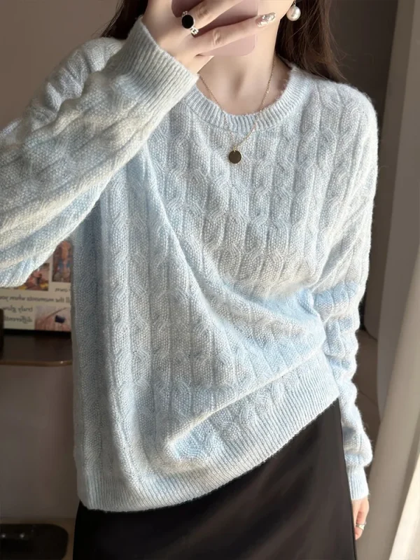 Moda 100% lana australiana Maglione Cashmere Pullover Donna Maglieria O-Collo Manica lunga Autunno Inverno Nuovo Abbigliamento Basic Top 3