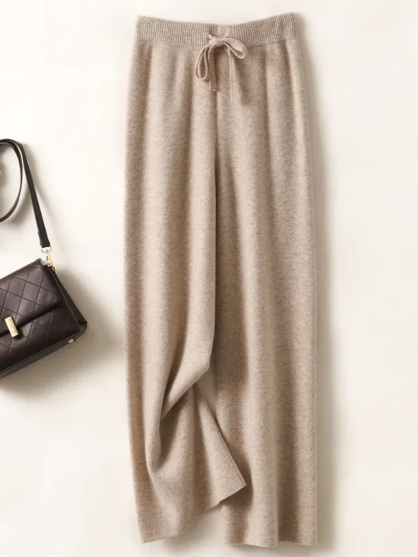 Pantaloni da donna autunno inverno Pantaloni basic morbidi casual con fascia 100% lana merino Maglieria Pantaloni popolari coreani 2