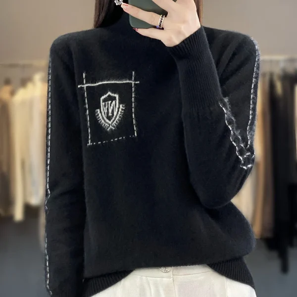 Moda Basic 100% Lana Merino Autunno Inverno Maglione Collo a lupetto Tinta unita Pullover Cashmere Maniche lunghe Abbigliamento Top 2