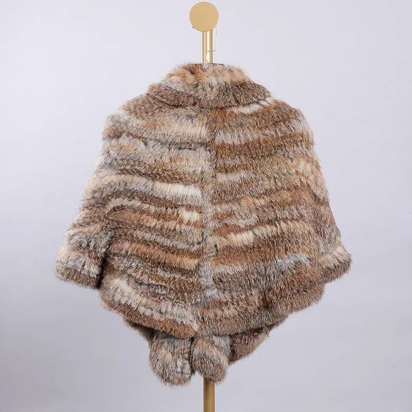 BOONJOVIA Donna Inverno Naturale Vera Pelliccia lavorata a maglia Mantello di Coniglio Inverno Caldo Scialle Pashmina Sera di Nozze Poncho Designer Stola 2