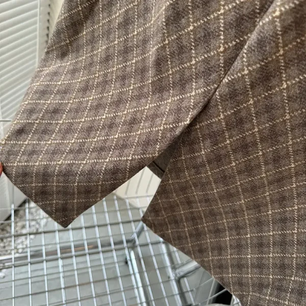 Maillard Gonna di lana dritta con spacco a vita alta di media lunghezza scozzese con diamanti retrò ispessiti autunno e inverno 4