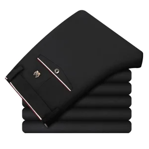 Pantaloni eleganti da viaggio da uomo elasticizzati, pantaloni da lavoro senza ferro richiesto, pantaloni da lavoro da ufficio leggeri classici britannici slim fit 1