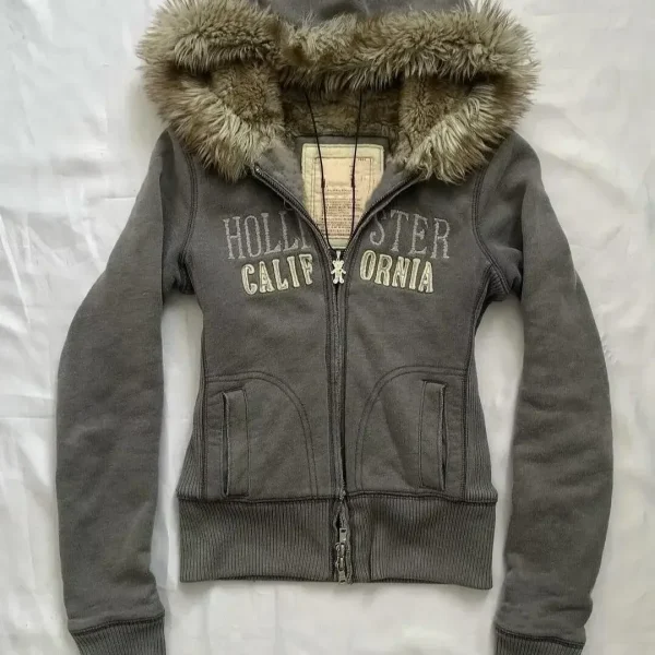 Felpa con cappuccio calda con cerniera Joker di tendenza della moda americana da donna Street Y2K Felpa imbottita in pile allentato casual Felpa con cappuccio Harajuku Punk Rock 3