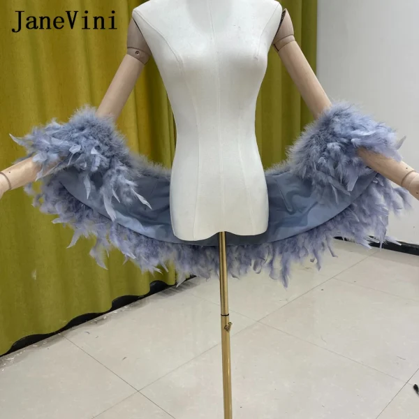 JaneVini Bianco Vere Piume di struzzo Scialle da sposa Donna Matrimonio Bolero Mariée Pelliccia invernale Mantelle da sposa Avvolge Coprispalle Coprispalle 6