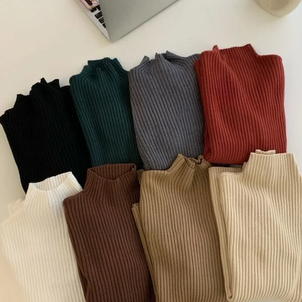 2025 Maglioni lavorati a maglia Top Chic Autunno Inverno Maglione Pullover Donna Manica lunga Dolcevita casual Maglione basic caldo 1