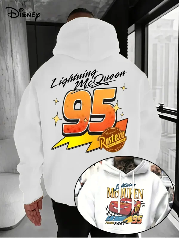 Felpa con cappuccio da uomo Disney Cars Lightning McQueen Autunno Inverno Casual Pullover unisex Felpa Tuta Abbigliamento Felpa con cappuccio oversize 5