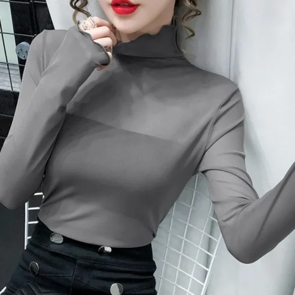 Magliette da donna Maglia 2025 Dolcevita Vestiti Slim Tees Pianura Top femminili Sexy Alta all'ingrosso Vecchie magliette Lusso di alta qualità O 3