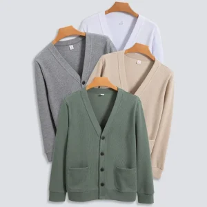 BROWON Nuovo maglione lavorato a maglia cardigan da uomo 2025 autunno solido casual uomo vestiti moda coreana 80% cotone maglione con scollo a V da uomo 1