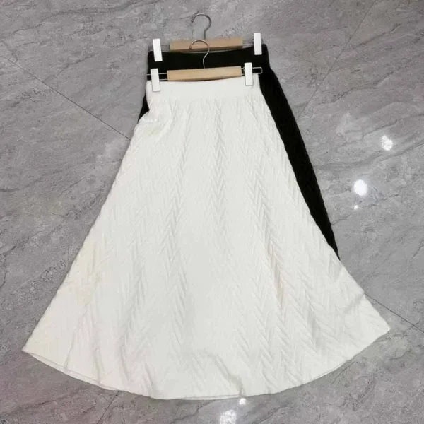 Gonne longuette a vita alta dal design coreano Donna Autunno Inverno Addensare Gonna morbida lavorata a maglia Donna Elegante trama Gonne lunghe di fascia alta 2