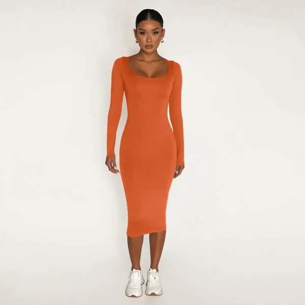 Autunno inverno donna tinta unita velluto manica lunga Skinny avvolto Hip Dress aderente Sexy Streetwear Party elegante Club 5