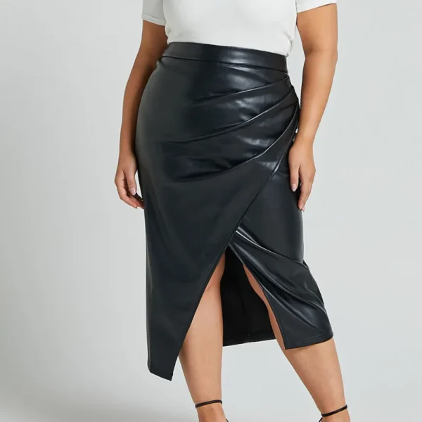 Novità nella gonna in pelle PU da donna 2024 Autunno Inverno Office Lady a vita alta con cerniera a pieghe gonne aderenti gonna sexy femminile 3