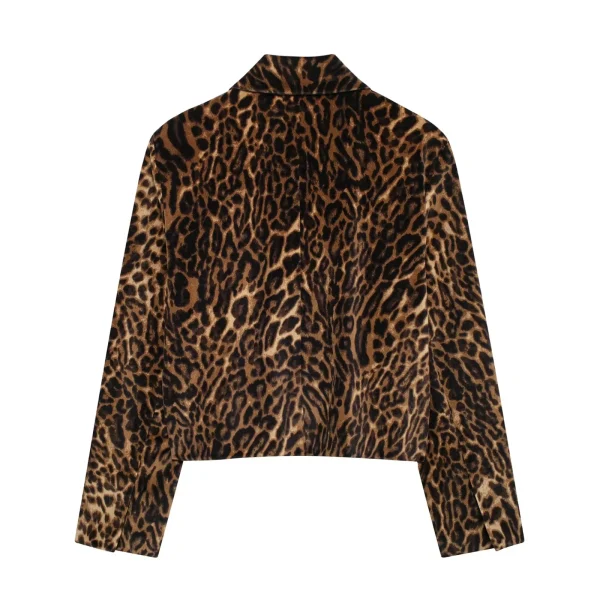 KONDALA 2025 Autunno Inverno Office Lady Stampa Abiti leopardati Moda Vintage Bottone singolo Blazer corti Chic Minigonne da donna 6