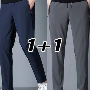 Pantaloni casual da uomo 2 pezzi elasticizzati in vita elastica Jogger coreano classico blu nero grigio pantaloni di marca maschile taglie forti 1