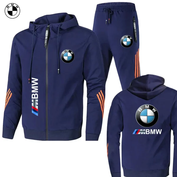 2025 BMW Felpa con cappuccio da uomo Set 2 pezzi BMW Moto Giacca stampata da uomo Primavera Autunno Moda Felpa con cappuccio semplice Cappotto BMW Race Team 3