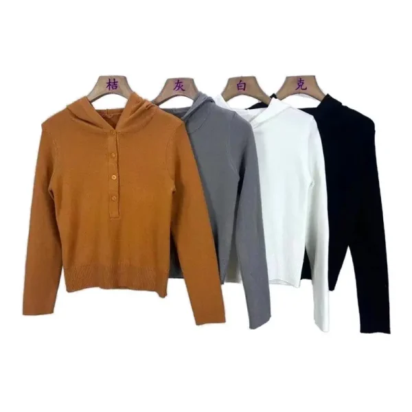Felpe con cappuccio da donna sexy con scollo a V T-shirt lavorate a maglia 2025 Casual Autunno Slim Crop Top camicetta lavorata a maglia Top camicetta a maniche lunghe Pullover 5
