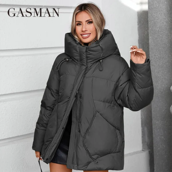 GASMAN 2024 Piumino invernale collezione Moda Solid Colletto rialzato Cappotto da donna Eleganza Giacche da donna con cappuccio 88613 1