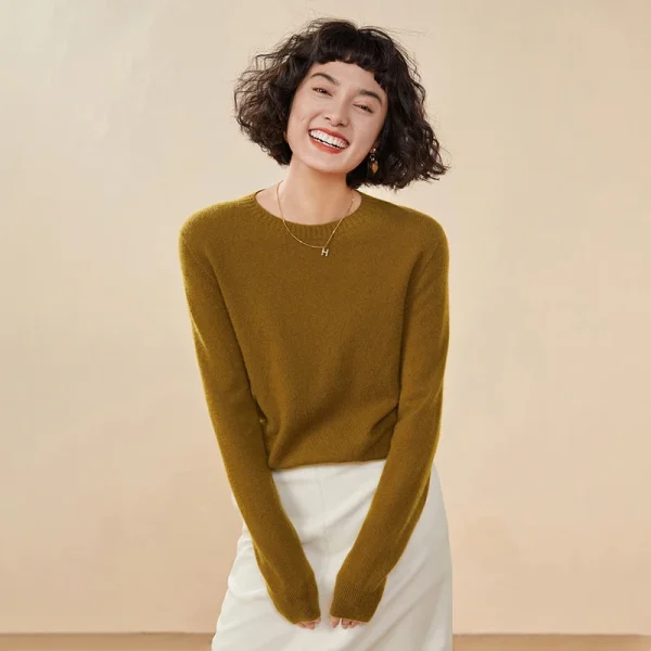 Pullover da donna autunno/inverno 100% puro maglione di cashmere maglione lavorato a maglia casual girocollo top larghi camicetta versatile di base 6