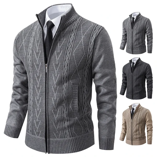 2025 Autunno e inverno nuova giacca maglione lavorato a maglia da uomo casual caldo in cashmere ispessito, maglieria casual calda ispessita 3