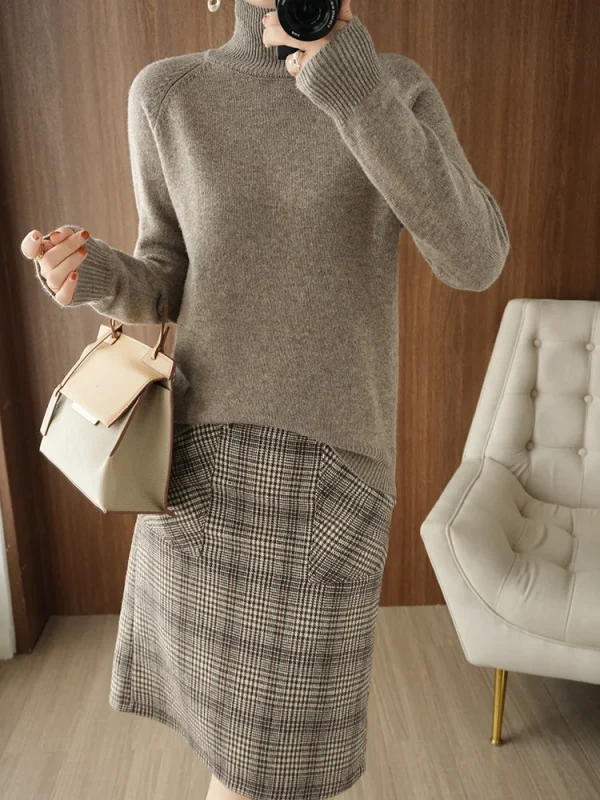 Moda basic autunno inverno maglione di lana merino collo finto pullover di cashmere tinta unita morbido manica lunga abbigliamento top 5
