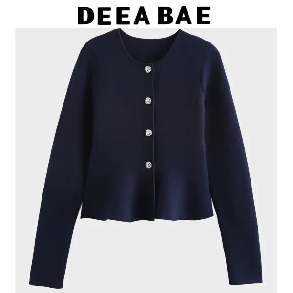 DEEABAE Autunno Vestiti delle Donne Nuovo High-end Slim Fit A Maniche Lunghe Ago Piatto Girocollo Maglia Cardigan Tuta Sportiva 3