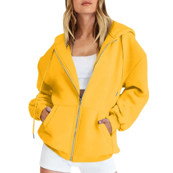 Felpa con cappuccio da donna Street Costume Running felpe moda Casual tinta unita a maniche lunghe con cerniera abbigliamento sportivo con cappuccio 2