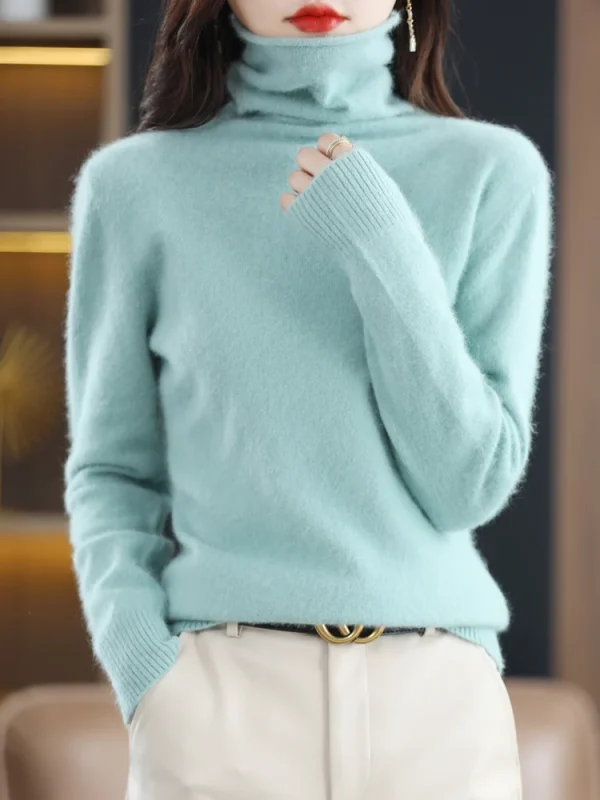 Autunno Inverno Donna 100% visone maglione di cashmere colletto in pile pullover casual Qulity morbido caldo maglioni tinta unita maglieria top 6