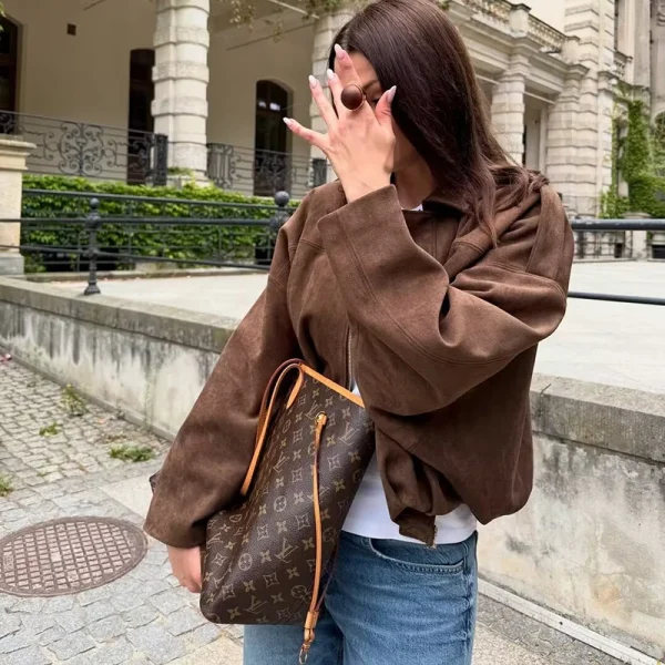 Nuove giacche da donna 2025 Moda autunnale Maniche a pipistrello larghe Giacche da donna eleganti Chic Street Youth Autunno Maniche lunghe Cappotti 6