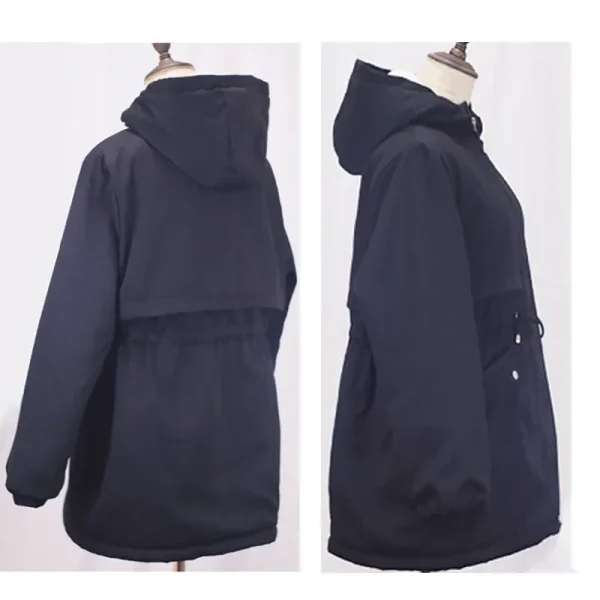 Cappotto Parka foderato in pile morbido ispessito da donna nuovo inverno 3XL di alta qualità Giacca leggera con cappuccio con tasche 2
