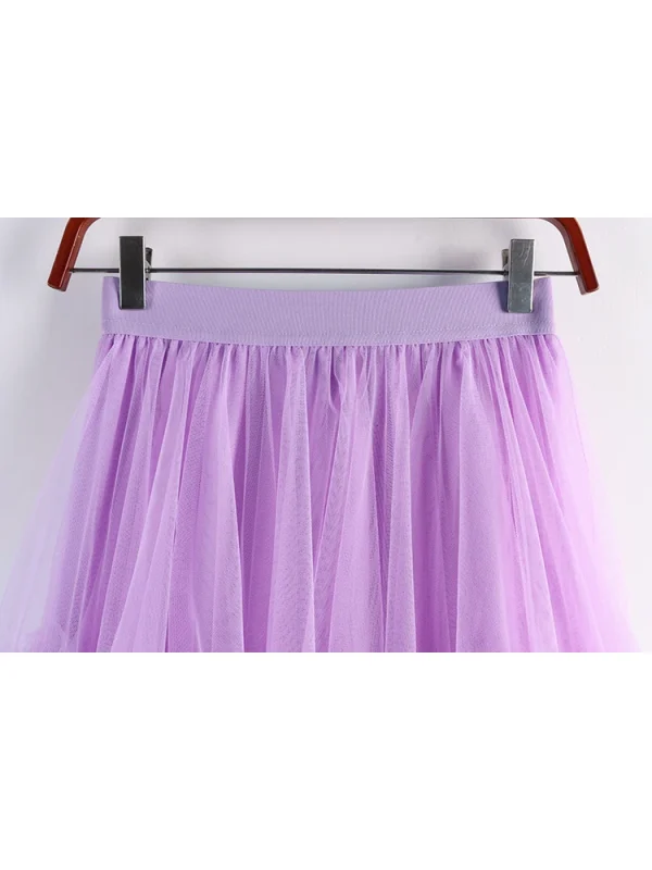 TIGENA Tutu Tulle gonna lunga per le donne 2023 nuova estate coreana estetica carino irregolare maglia a vita alta Maxi gonna femminile viola 2
