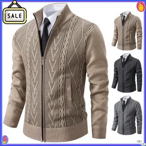 2025 Autunno e inverno nuova giacca maglione lavorato a maglia da uomo casual caldo in cashmere ispessito, maglieria casual calda ispessita 1