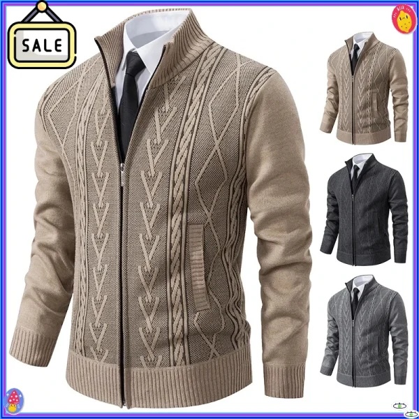 2025 Autunno e inverno nuova giacca maglione lavorato a maglia da uomo casual caldo in cashmere ispessito, maglieria casual calda ispessita 1