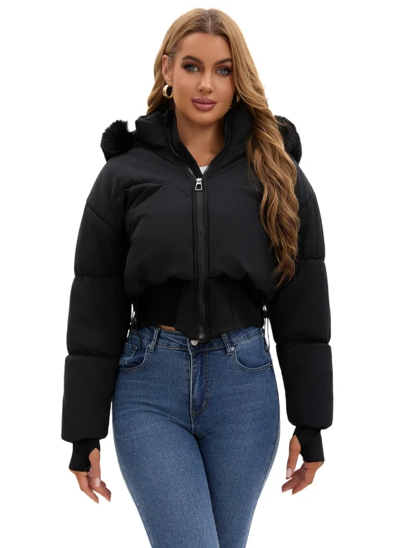 Piumini invernali da donna spessi e caldi Cappotti Parka Collo in pelliccia grande Cappuccio Donna Piumino imbottito in cotone Capispalla Cappotto H01 2