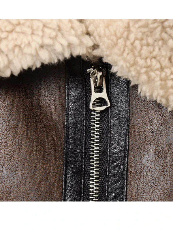Giacca in pelle da donna 2025 Donna High Street Manica lunga Cerniera Fodera in lana di agnello Giacche Cappotti corti Lady Autunno Nuovi capispalla 5