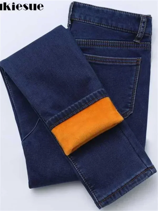 2022 Jeans invernali da donna in pile dorati all'interno ispessimento pantaloni in denim pantaloni caldi a vita alta jeans femminili pantaloni da donna 2