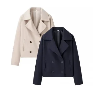 2024 autunno nuovo stile di abbigliamento femminile giacca di lana corta doppiopetto a maniche lunghe alla moda e versatile 1