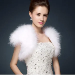 Piume di struzzo Bolero Shrugh gilet Vintage marabù piuma coprispalle stola accessori da sposa abito da sposa mantella da sera S69 1