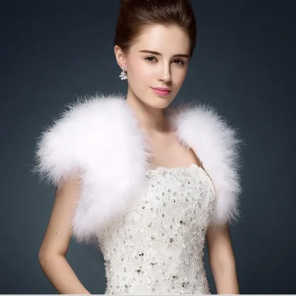 Piume di struzzo Bolero Shrugh gilet Vintage marabù piuma coprispalle stola accessori da sposa abito da sposa mantella da sera S69 1