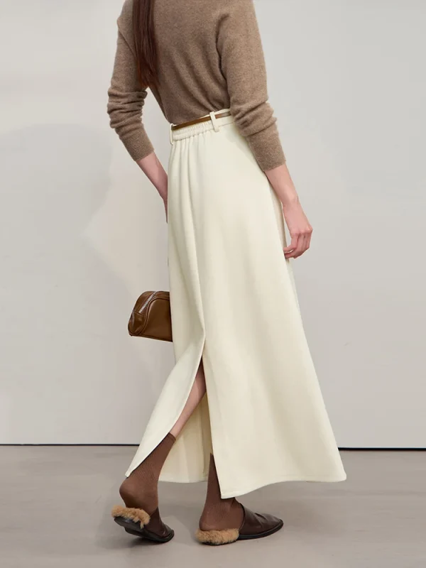 Amii Gonne per donna 2025 Inverno Nuovo Pendolare Allentato Lungo Lavorato a maglia Gonna a trapezio Lana Solido Abbigliamento versatile Donna 12544124 4